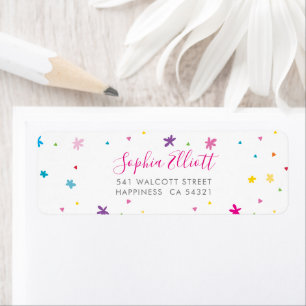 Étiquette ADRESSE DE L'ENVOI couleurs assez vives