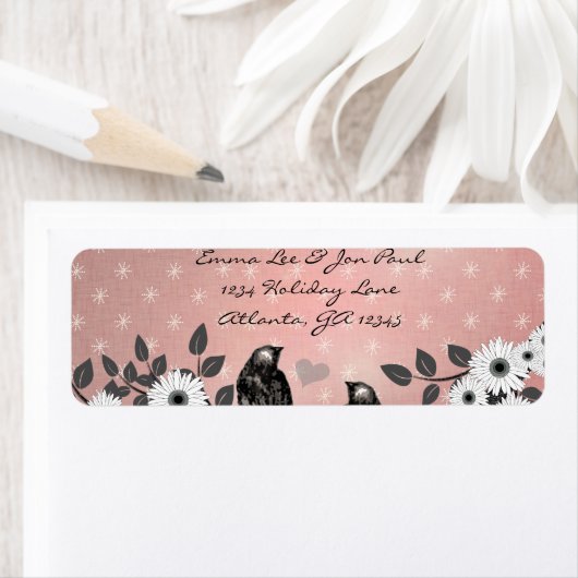 Étiquette Adresse de l'Inséparable rose de forêt enchantée (En situation)