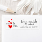 Étiquette Adresse de M. & Mme Hearts marquée (En situation)