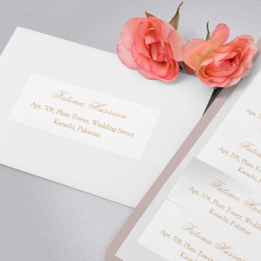 Étiquette Adresse de mariage à la calligraphie dorée minimal