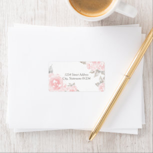 Étiquette Adresse de mariage à la rose aquarelle rose romant
