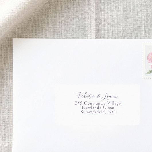Étiquette Adresse de mariage à l'écriture simple blanc et la