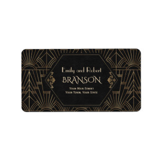 Étiquette Adresse de mariage Art Déco Gatsby le Magnifique d