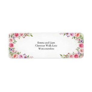 Étiquette Adresse de mariage botanique romantique de fleur s