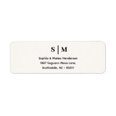 Étiquette Adresse de mariage classique en monogramme blanc (Devant)