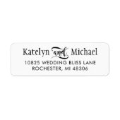 Étiquette Adresse de mariage de couple lettrage main moderne (Devant)