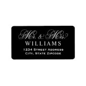 Étiquette Adresse de mariage de M. et Mme. en noir Script (Devant)
