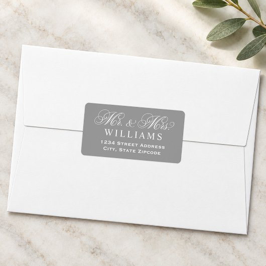 Étiquette Adresse de mariage de M. et Mme Gray Script