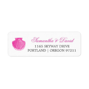 Étiquette Adresse de mariage de plage Pâte coquille rose
