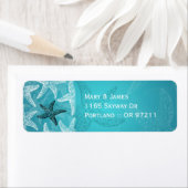 Étiquette Adresse de mariage de plage Starfish Blue (En situation)