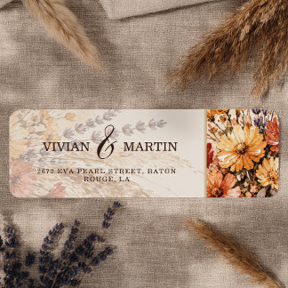 Étiquette Adresse de mariage du jardin automnal en fleurs
