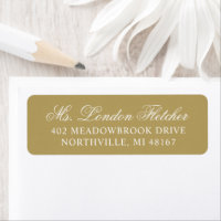 Adresse de mariage élégante en or antique script