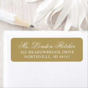 Étiquette Adresse de mariage élégante en or antique script