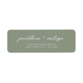 Étiquette Adresse de mariage en écriture calligraphique vert (Devant)
