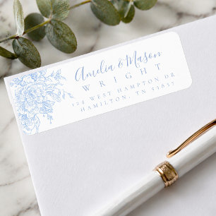 Étiquette Adresse de mariage en écriture florale française b