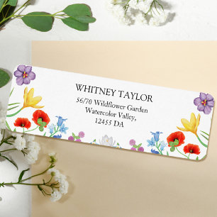 Étiquette Adresse de mariage fleurie colorée Fleur de champ