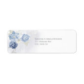 Étiquette Adresse de mariage florale bleu clair aquarelle (Devant)