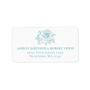Étiquette Adresse de mariage florale botanique Rose Turquois