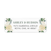 Étiquette Adresse de mariage florale de verdure en or vert (Devant)