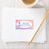 Étiquette Adresse de Mariage nautique moderne Chevron (En situation)