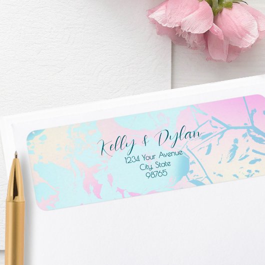 Étiquette Adresse de mariage pastel abstrait moderne