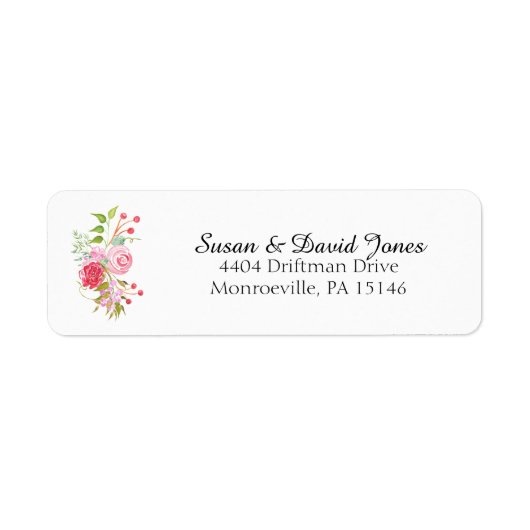 Étiquette Adresse de mélange floral rose aquarelle (Devant)
