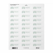 Étiquette Adresse de monogramme à couronne florale vert émer (Feuille entière)