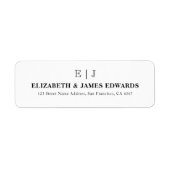 Étiquette Adresse de monogramme élégant classique pour coupl (Devant)