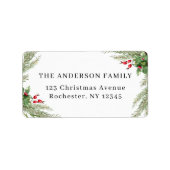 Étiquette Adresse de Noël botanique blanche (Devant)