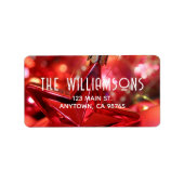 Étiquette Adresse de Noël de l'ornement Red Star (Devant)