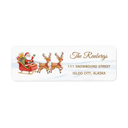Étiquette Adresse de Noël du renne de Santa (Devant)