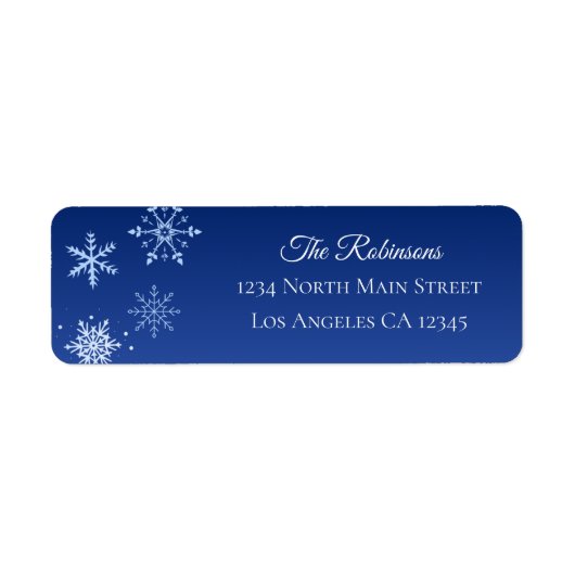 Étiquette Adresse de Noël Moderne Flocon de Neige Bleu (Devant)