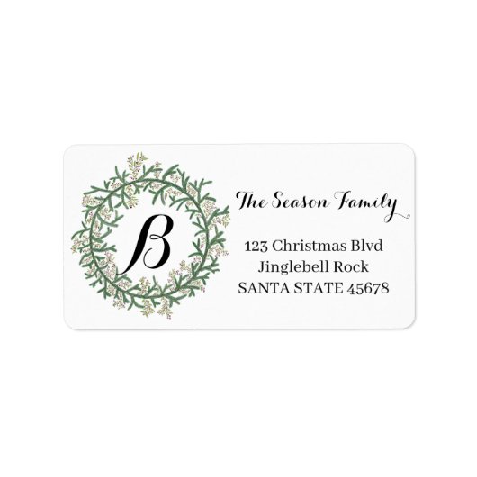 Étiquette Adresse de Noël Monogram personnalisable (Devant)