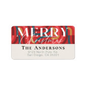 Étiquette Adresse de Noël rouge géométrique Maximale (Devant)