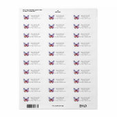 Étiquette Adresse de papillon multicolore (Feuille entière)