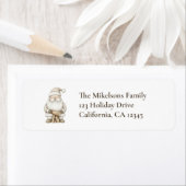 Étiquette Adresse de Père Noël confortable Blue Rustic (En situation)