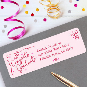 Étiquette Adresse de remise de diplôme de doodle dessinée à