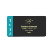 Étiquette Adresse de remise de diplôme moderne turquoise (Devant)