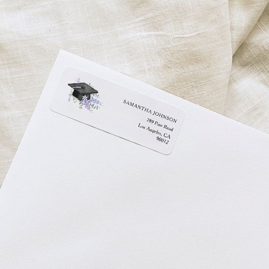 Étiquette Adresse de remise des diplômes florale violet lava