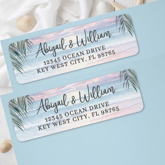 Étiquette Adresse de Retour Aquarelle de Plage