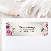 Étiquette Adresse de retour Aquarelle rose Floral Bronze bri (En situation)