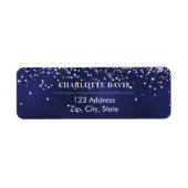 Étiquette Adresse de retour argent bleu marine (Devant)