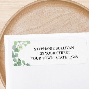 Étiquette Adresse de retour au eucalyptus aquarelle