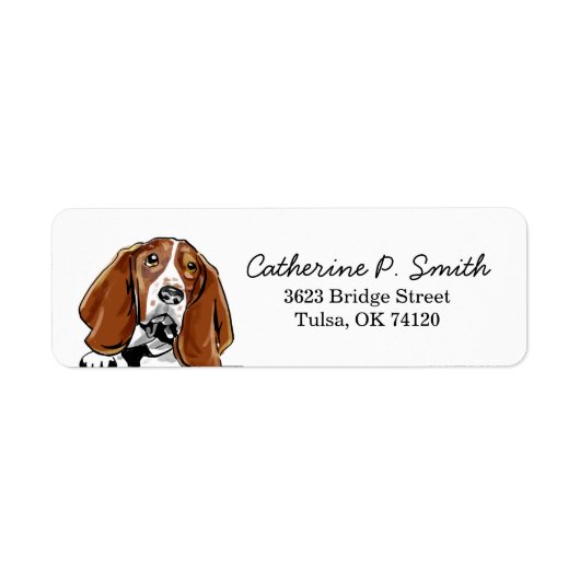 Étiquette Adresse de retour Basset Hound (Devant)