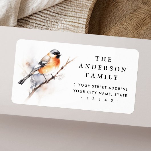 Étiquette Adresse de retour blanc de l'oiseau d'eau