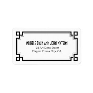 Étiquette Adresse de retour blanche de cadre noir élégant