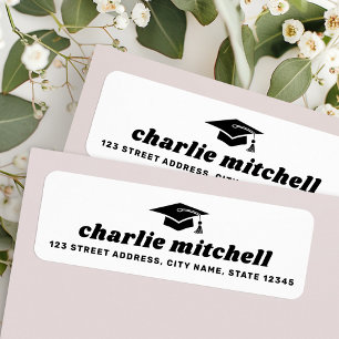 Étiquette Adresse de retour blanche de la casquette de gradu