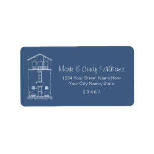 Étiquette Adresse de retour bleue de modèle rustique simple