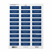 Étiquette Adresse de Retour Bleue Script Blanc Classique (Feuille entière)