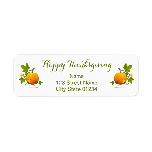 Étiquette Adresse de retour Bon thanksgiving Citrouille oran (Devant)